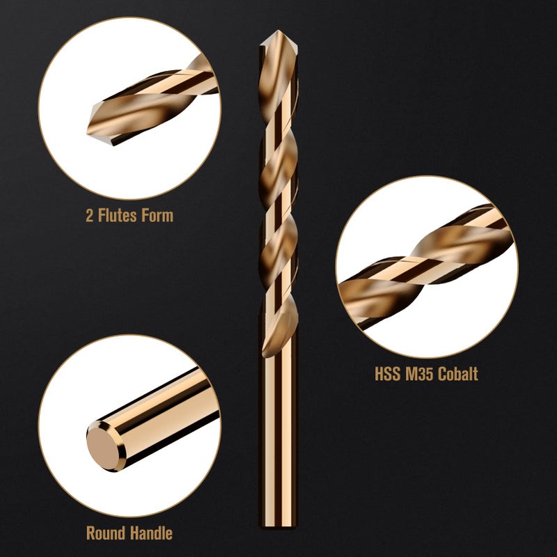 MACXCOIP Cobalt Drill Bit Set  115Pcs M35 High Speed Steel Bits for Hardened Metals  Stainless Steel  Cast Iron and Wooden Plastics  with Metal Index Storage Box - Image 2
